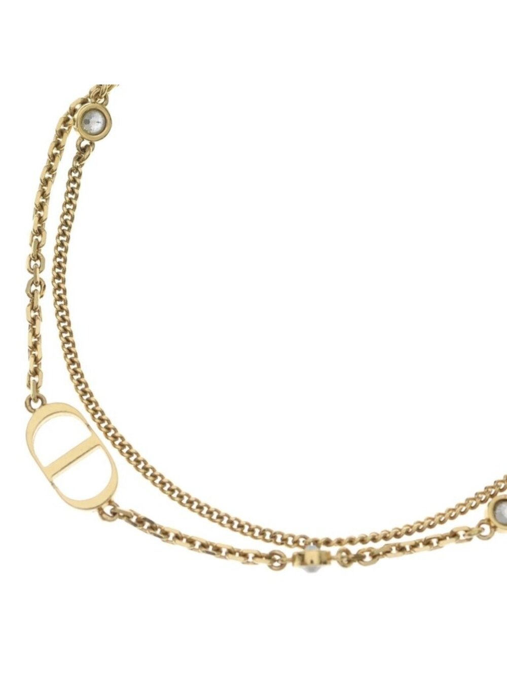 Dior Petit CD Star Rhinestone Double Necklace Gold